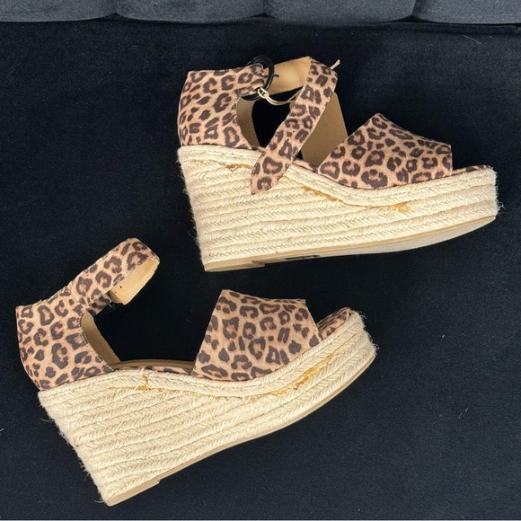 Leopard print open toe wedges with twine base - Picture 4 of 5